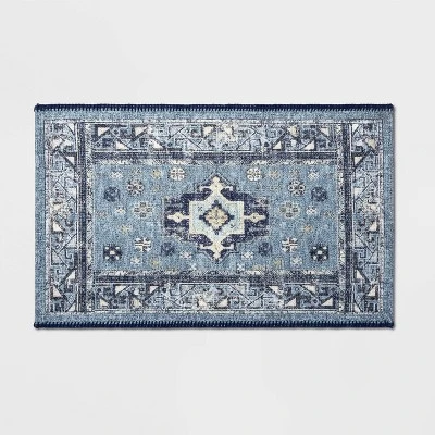 Vintage Persian Medallion Kitchen Rug Blue - Threshold™ 4 Vintage Persian Medallion Kitchen Rug Blue - Threshold™ - Image 4