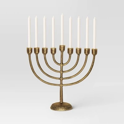 Cast Aluminum Menorah Antique Gold - Threshold™ 2 Cast Aluminum Menorah Antique Gold - Threshold™ - Image 2