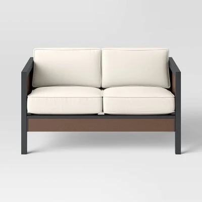 Bryant 2pc Faux Wood Patio Loveseat & Coffee Table - Gray/Natural - Threshold™ 3 Bryant 2pc Faux Wood Patio Loveseat & Coffee Table - Gray/Natural - Threshold™ - Image 3