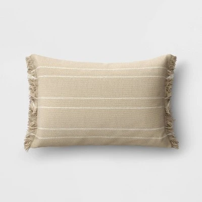 Textured Linen Striped Throw Pillow Neutral - Threshold™ 5 Textured Linen Striped Throw Pillow Neutral - Threshold™ - Image 5