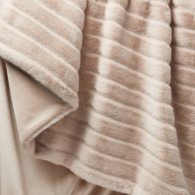 Textured Faux Fur Reversible Throw Blanket - Threshold™ 3 Textured Faux Fur Reversible Throw Blanket - Threshold™ - Image 3