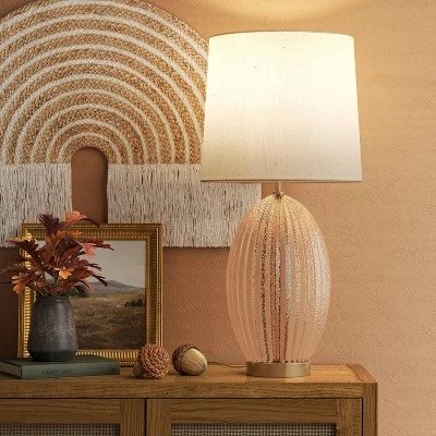 Large Ribbed Glass Lamp Base Clear - Threshold™ 1 Large Ribbed Glass Lamp Base Clear - Threshold™