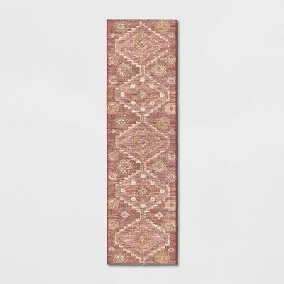 Southbury Washable Printed Diamond Persian Style Rug Rust - Threshold™ 4 Southbury Washable Printed Diamond Persian Style Rug Rust - Threshold™ - Image 4