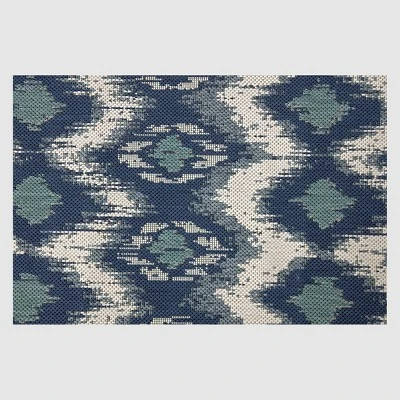Ikat Outdoor Rug Blue - Threshold 2 Ikat Outdoor Rug Blue - Threshold - Image 2