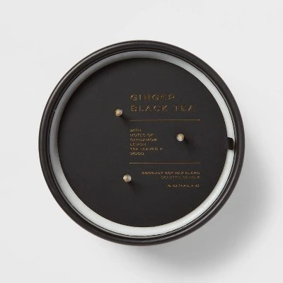 15oz Ceramic Jar 3-Wick Black Label Ginger Black Tea Candle - Threshold™ 3 15oz Ceramic Jar 3-Wick Black Label Ginger Black Tea Candle - Threshold™ - Image 3
