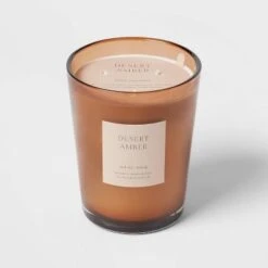 Colored Vase Glass With Dustcover Desert Amber Candle Brown - Threshold™ -Threshold Home Decoration GUEST 122de511 da8f 4184 879f 25e9a167978d