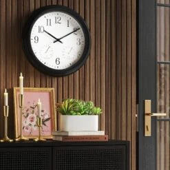 16" Outdoor Wall Clock Charcoal Gray - Threshold™