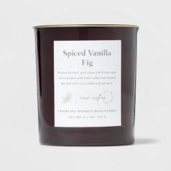 Clear Colored Glass With Woodwick And Brass Metal Inset Lid Spice Vanilla Fig Candle Purple - Threshold™ -Threshold Home Decoration GUEST 164b0c6a 9ab3 436c a9d4 968eb3e3b85f
