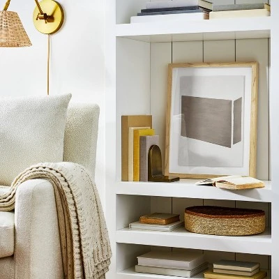 16" X 20" Color Block Abstract Glass Framed Wall Art Print Light Navy - Threshold™ Designed With Studio McGee 1 16" X 20" Color Block Abstract Glass Framed Wall Art Print Light Navy - Threshold™ Designed With Studio McGee