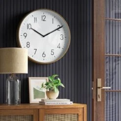 19" Plastic Mirrored Wall Clock Brass - Threshold™