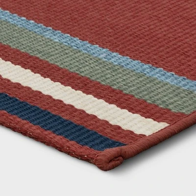 5'x7' Striped Outdoor Rug Red - Threshold™ 2 5'x7' Striped Outdoor Rug Red - Threshold™ - Image 2