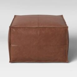 Earl Faux Leather French Seam Ottoman - Threshold™ -Threshold Home Decoration GUEST 1ca016c4 48cf 42c5 88cc be9b261971b8