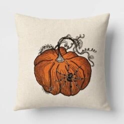 Pumpkin With Spider Cotton Square Halloween Throw Pillow Ivory - Threshold™ -Threshold Home Decoration GUEST 1ecd4b9d 2a11 42dc a5f9 a644f4927d75
