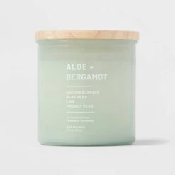 Glass Jar Aloe And Bergamot Candle Green - Threshold™ -Threshold Home Decoration GUEST 23074d7e 9ef7 4b72 9dc1 dd317763a2a6