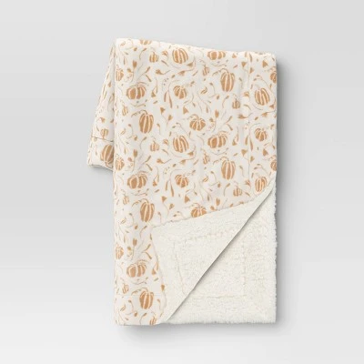 Mini Pumpkin Printed Plush With Shearling Reverse Throw Blanket - Threshold™ 6 Mini Pumpkin Printed Plush With Shearling Reverse Throw Blanket - Threshold™ - Image 6