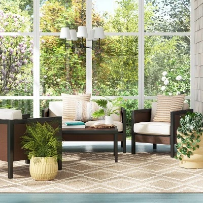 Bryant 2pk Faux Wood Patio Club Chairs - Gray/Natural - Threshold™ 1 Bryant 2pk Faux Wood Patio Club Chairs - Gray/Natural - Threshold™