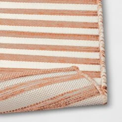 7'x10' Narrow Wornstripe Rectangular Woven Outdoor Area Rug Coral Orange - Threshold™ -Threshold Home Decoration GUEST 25e56bbe db53 43e9 807e 1d35d9996e1a