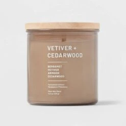 Glass Jar Vetiver And Cedarwood Candle Brown - Threshold™ -Threshold Home Decoration GUEST 2be66217 9673 4f71 89d7 981533e54650