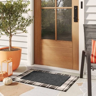 1'6"x2'4" Crochet Utility Doormat Gray - Threshold™ 1 1'6"x2'4" Crochet Utility Doormat Gray - Threshold™