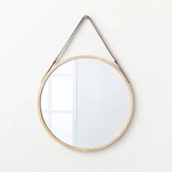 26" Wood Mirror With Pleather Strap Hanger - Threshold™ Designed With Studio McGee 13 26" Wood Mirror With Pleather Strap Hanger - Threshold™ Designed With Studio McGee -Threshold Home Decoration GUEST 2dcb4778 974a 4df9 97e6 162547563357