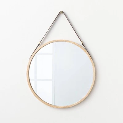 26" Wood Mirror With Pleather Strap Hanger - Threshold™ Designed With Studio McGee 7 26" Wood Mirror With Pleather Strap Hanger - Threshold™ Designed With Studio McGee - Image 7