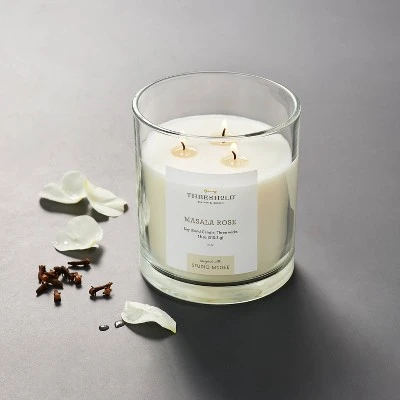 Clear Glass Masala Rose Candle White - Threshold™ Designed With Studio McGee 1 Clear Glass Masala Rose Candle White - Threshold™ Designed With Studio McGee