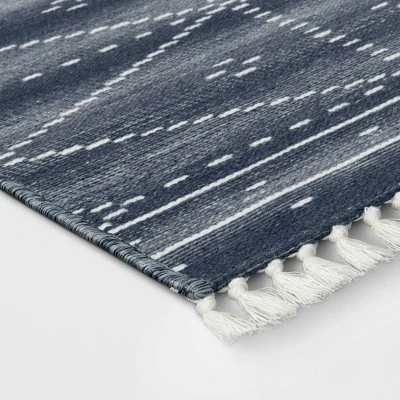 2'4"x3'9" Woven Tapestry Rug With Fringe Indigo - Threshold™ 2 2'4"x3'9" Woven Tapestry Rug With Fringe Indigo - Threshold™ - Image 2