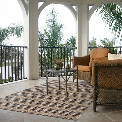 5' X 7' Lake Stripe Outdoor Rug Navy - Threshold™ 3 5' X 7' Lake Stripe Outdoor Rug Navy - Threshold™ - Image 3