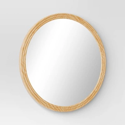28" Round Fluted Circle Wall Mirror Natural - Threshold™ 2 28" Round Fluted Circle Wall Mirror Natural - Threshold™ - Image 2