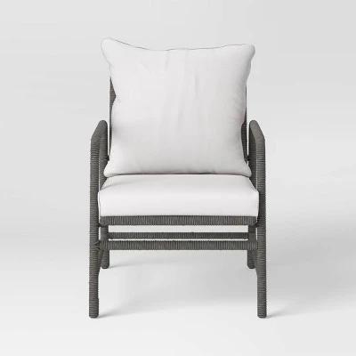 2pc Granby Padded Wicker Outdoor Patio Chairs, Club Chairs Gray - Threshold™ 3 2pc Granby Padded Wicker Outdoor Patio Chairs, Club Chairs Gray - Threshold™ - Image 3