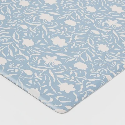 60" X 20" Floral Comfort Runner Mat Blue - Threshold™ 2 60" X 20" Floral Comfort Runner Mat Blue - Threshold™ - Image 2