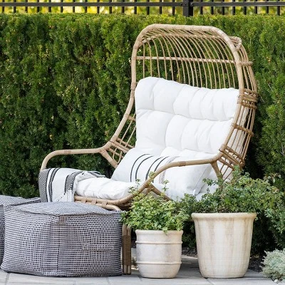 Wicker & Metal Outdoor Patio Chair, Egg Chair Natural - Threshold™ Designed With Studio McGee 6 Wicker & Metal Outdoor Patio Chair, Egg Chair Natural - Threshold™ Designed With Studio McGee - Image 6