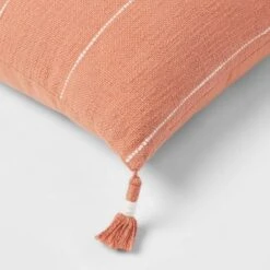 Square Textured Stripe Tassel Decorative Throw Pillow Terracotta - Threshold™ -Threshold Home Decoration GUEST 45dd3d45 48be 493e bfee 5515f908a05d