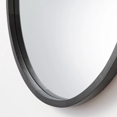 26" Wood Mirror With Pleather Strap Hanger - Threshold™ Designed With Studio McGee 2 26" Wood Mirror With Pleather Strap Hanger - Threshold™ Designed With Studio McGee - Image 2