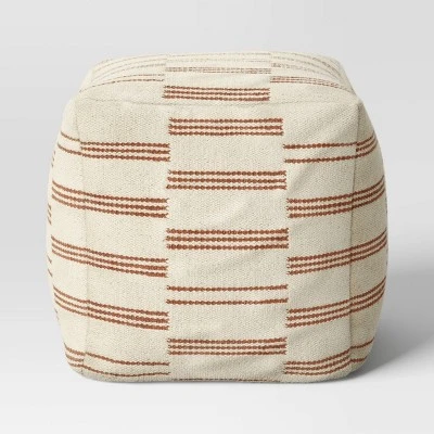 Palmette Wool Kilim Style Pouf With Removable Fill Cream With Rust Stripe - Threshold™ 2 Palmette Wool Kilim Style Pouf With Removable Fill Cream With Rust Stripe - Threshold™ - Image 2