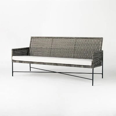 Wicker & Metal X Frame Patio Sofa - Gray - Threshold™ Designed With Studio McGee 2 Wicker & Metal X Frame Patio Sofa - Gray - Threshold™ Designed With Studio McGee - Image 2