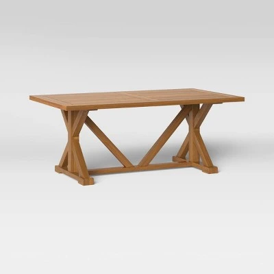 Morie Farmhouse Wood Rectangle Dining Table - Brown - Threshold™ 2 Morie Farmhouse Wood Rectangle Dining Table - Brown - Threshold™ - Image 2