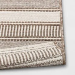 5' X 7' Woven Stripe Outdoor Rug Khaki/Ivory - Threshold™ -Threshold Home Decoration GUEST 64f6791c d834 4927 998a fa2124340e7a