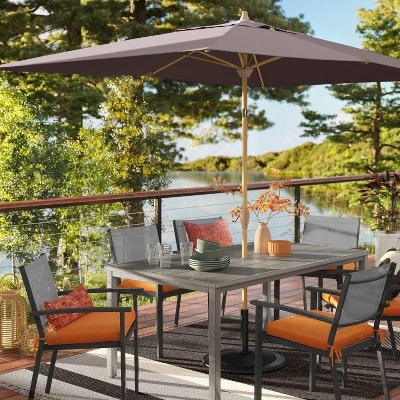 7'x10' Oversized Stripe Outdoor Rug Charcoal Gray - Threshold™ 1 7'x10' Oversized Stripe Outdoor Rug Charcoal Gray - Threshold™