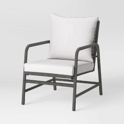 2pc Granby Padded Wicker Outdoor Patio Chairs, Club Chairs Gray - Threshold™ 2 2pc Granby Padded Wicker Outdoor Patio Chairs, Club Chairs Gray - Threshold™ - Image 2