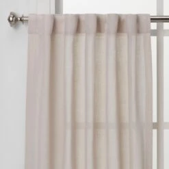 2pk 42"x36" Light Filtering Bonaire Curtain Tiers Beige - Threshold™