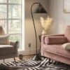 Arc Neck Floor Lamp With Natural Shade Black (Includes LED Light Bulb) - Threshold™