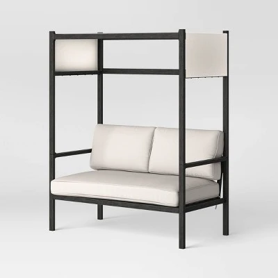 Ryegate 2pc 4' Mini Patio Daybed With Ottoman Weathered Teak - Threshold™ 2 Ryegate 2pc 4' Mini Patio Daybed With Ottoman Weathered Teak - Threshold™ - Image 2