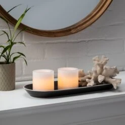 2pk 3" X 3" LED Flameless Black Wick Candles White - Threshold™