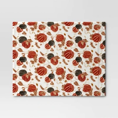 Pumpkin Printed Plush With Shearling Reverse Throw Blanket - Threshold™ 2 Pumpkin Printed Plush With Shearling Reverse Throw Blanket - Threshold™ - Image 2