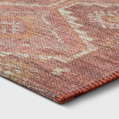 Southbury Washable Printed Diamond Persian Style Rug Rust - Threshold™ 2 Southbury Washable Printed Diamond Persian Style Rug Rust - Threshold™ - Image 2