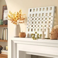 30" X 22" Metal And Paper Pulp Geometric Wall Sculpture Off-White - Threshold™