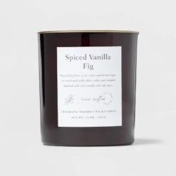 Clear Colored Glass With Woodwick And Brass Metal Inset Lid Spice Vanilla Fig Candle Purple - Threshold™ -Threshold Home Decoration GUEST 80884ab1 75d4 4adc 8675 96b625da6f8e