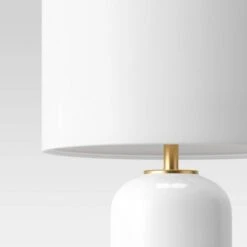 Large Assembled Rounded Cylinder Glass Table Lamp (Includes LED Light Bulb) White - Threshold™ -Threshold Home Decoration GUEST 816bed6f 7dc5 4bde b4d2 bc89c9eb7158