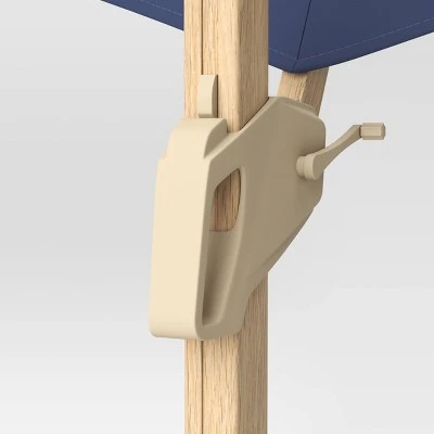11'x11' Offset Solar Outdoor Market Umbrella Navy - Light Wood Pole - Threshold™ 3 11'x11' Offset Solar Outdoor Market Umbrella Navy - Light Wood Pole - Threshold™ - Image 3